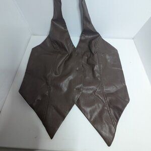 Fashion Nova Women's Halter Neck Faux Leather Crop Tank Top Vest Western